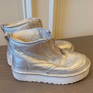 UGG Metallic Silver Ankle Boots